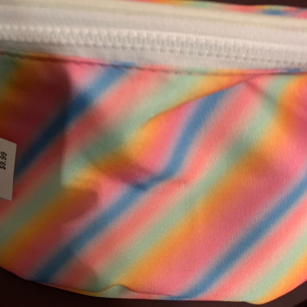 Large striped Fanny pack with white belt